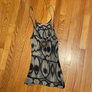 Velvet Tie Dye Tank with Beaded Neck Detailing - viscose /Wool